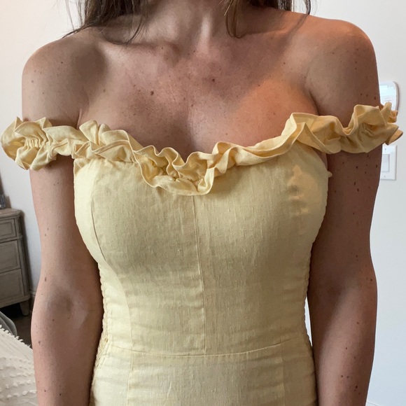 Reformation Bonita Dress in Lemon - Picture 3 of 7